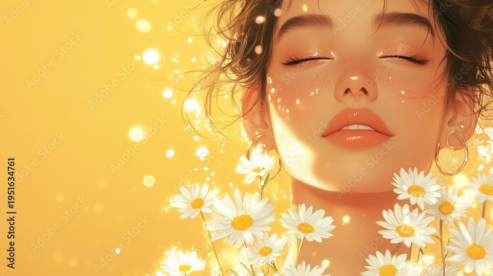 Fototapeta premium Literary Women and Flower Illustration