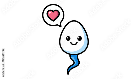 Cute Sperm Cell with Heart Speech Bubble Illustration