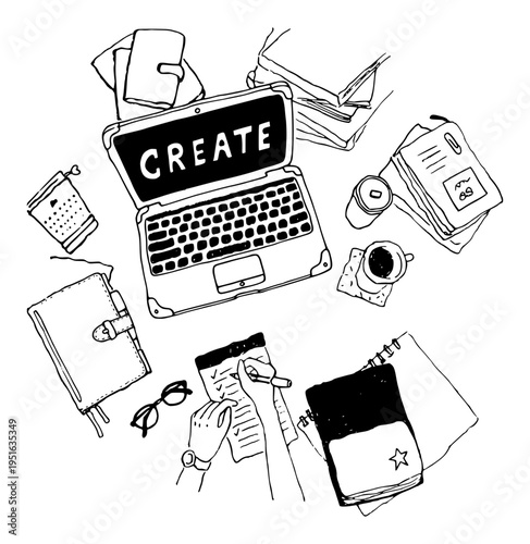 Creative workspace with laptop CREATE