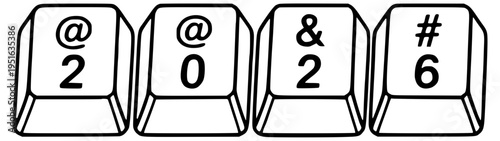 Keyboard keys with symbols @ & # 2026