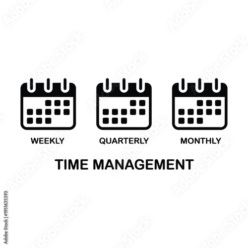 Simple illustration depicting weekly quarterly and monthly calendar views