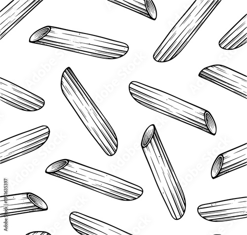 Penne pasta seamless pattern