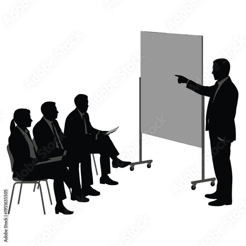 Business presentation in progress with a presenter and attentive audience