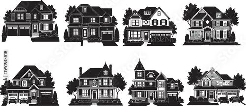 Industrial workers operating vacuum truck system, forklift, tractor, heavy machinery, construction equipment, agriculture, logistics, silhouette vector 