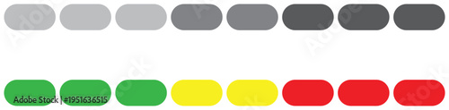 Colorful and grayscale status indicator bars with rounded segments for progress and level tracking