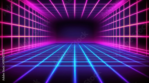 Retrofuturistic gridded tunnel