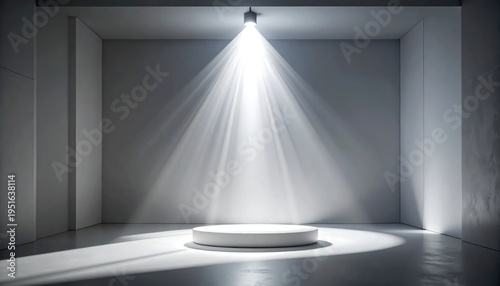 Wallpaper Mural Empty White Room with Spotlight on Platform. Torontodigital.ca