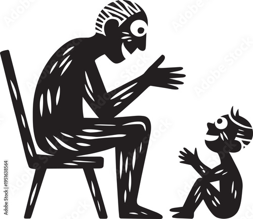 Father telling story to child, parent sharing wisdom with kid, family bonding, education, communication, and loving relationship moment