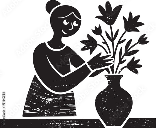 Woman arranging flowers in vase, home, interior, decoration, hobby, flowers, vase, bouquet, nature, beauty, domestic, care, arranging, creative, gardening