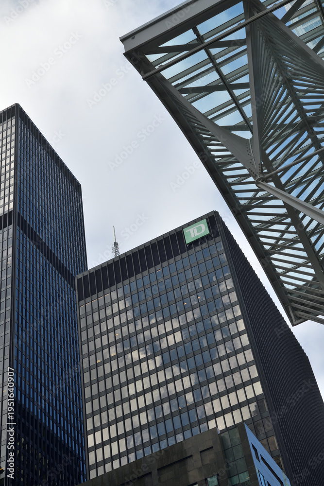 Fototapeta premium TD-Centre building complex and outdoor canopy structure of Allen Lambert Galleria, Bay St, Toronto