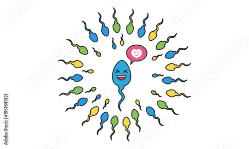 Sperm Cells Surrounding Egg Cell.