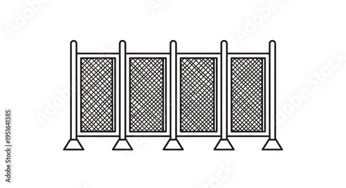 A detailed illustration of a fence with multiple panels, suitable for various applications.