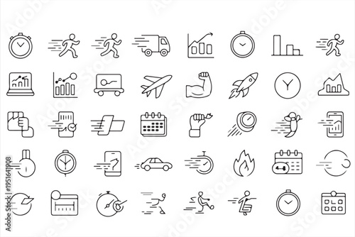 Collection of time management icons for efficiency planning and project productivity concepts