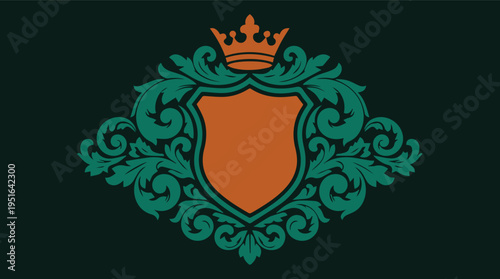 Premium heraldic crest  with elegant shields, crowns, lions, and ornamental flourishes, crafted for luxury branding, wine labels, wedding logos, certificates, badges, and high-end business.