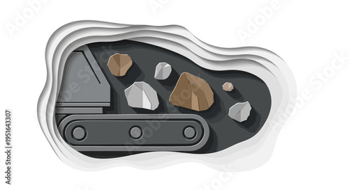 Mining Machine Excavating Rocks in a Stylized Underground Mine.