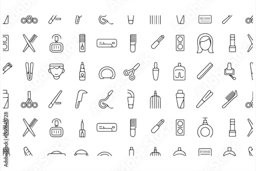Hair salon tools seamless pattern for beauty industry and spa marketing design