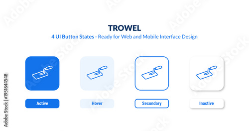 trowel UI button states set. Outline icon kit from construction tools collection. Thin linear trowel, equipment, construction editable vector. Line vector trowel sign for web and mobile interface