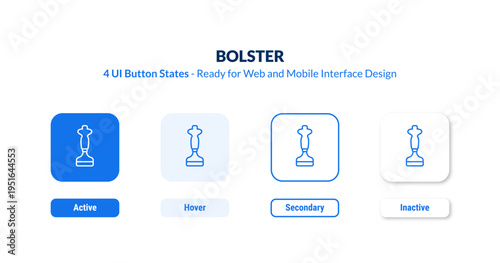 bolster UI button states set. Outline icon kit from construction tools collection. Thin linear bolster, bedroom, bed editable vector. Line vector bolster sign for web and mobile interface