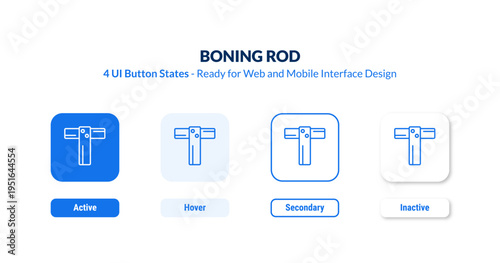 boning rod UI button states set. Outline icon kit from construction tools collection. Thin linear boning rod, bone, rod editable vector. Line vector boning rod sign for web and mobile interface