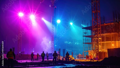 Wallpaper Mural Film Crew Working on Movie Set at Night. Torontodigital.ca