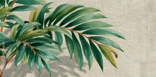 Abstract Palm Sunday scene with watercolor leaves, suitable for greeting card design and seasonal décor