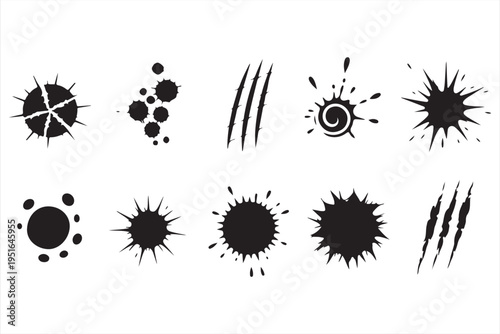 Abstract ink splash icon pack for texture design and creative backgrounds