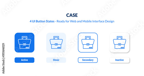 case UI button states set. Outline icon kit from education collection. Thin linear case, business, medical editable vector. Line vector case sign for web and mobile interface