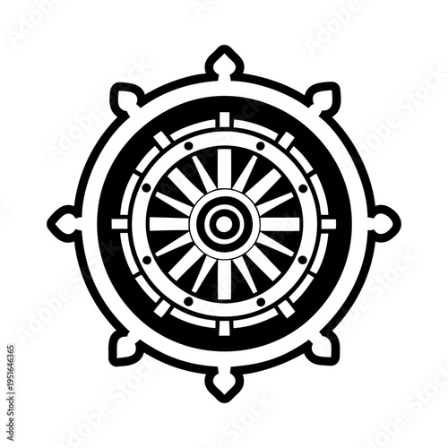 Dharma wheel symbol icon in glyph style