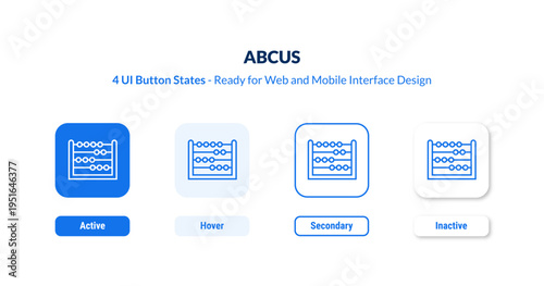 abcus UI button states set. Outline icon kit from education collection. Thin linear abcus, business, classic editable vector. Line vector abcus sign for web and mobile interface