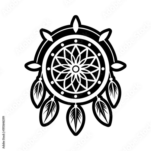 Aesthetic dreamcatcher symbol, glyph style icon