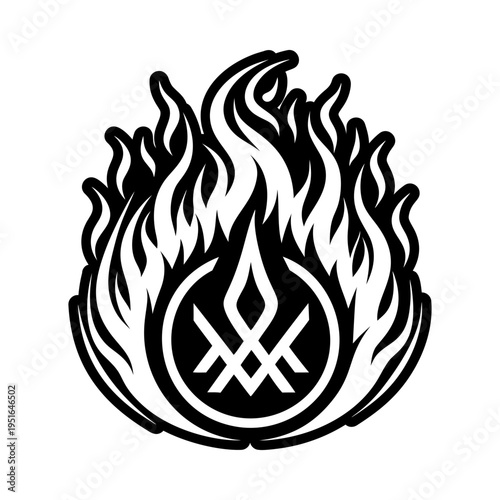 Fire runes symbol icon in filled style