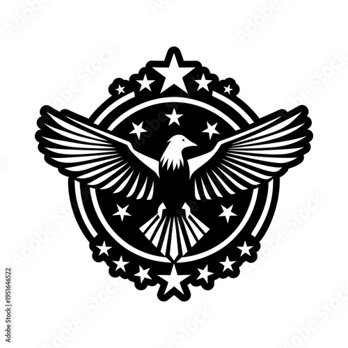 Flying raven tattoo icon in glyph style