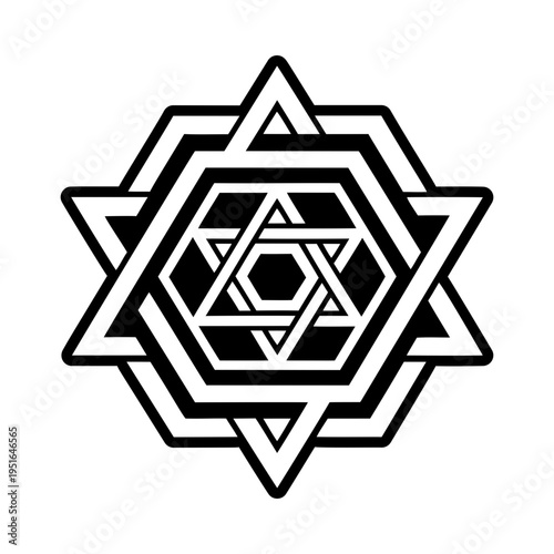 A glyph icon depicting hexagram combination