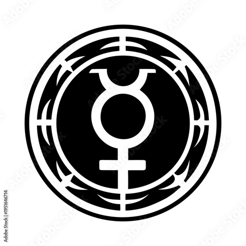 Glyph vector icon of mercury symbol