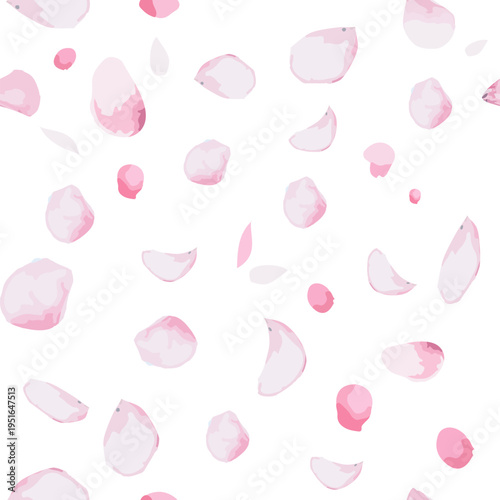 Seamless background with sakura petals. Hand drawn. Not AI, vector illustration.