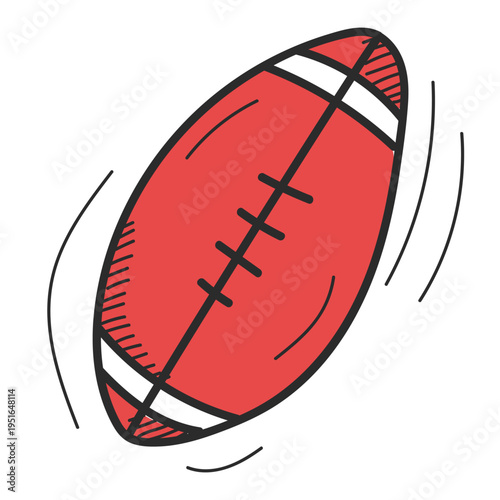 Ball for American football doodle icon vector isolated. Hand-drawn illustration of a sport equipment. Rugby ball. Idea of American activity, team game.