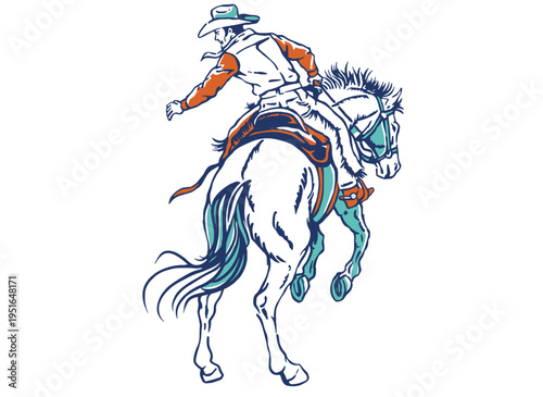 Western rodeo club t shirt design. Cowboy champion league. Rodeo artwork for apparel. Wild west rider design. Vintage bronco riding.