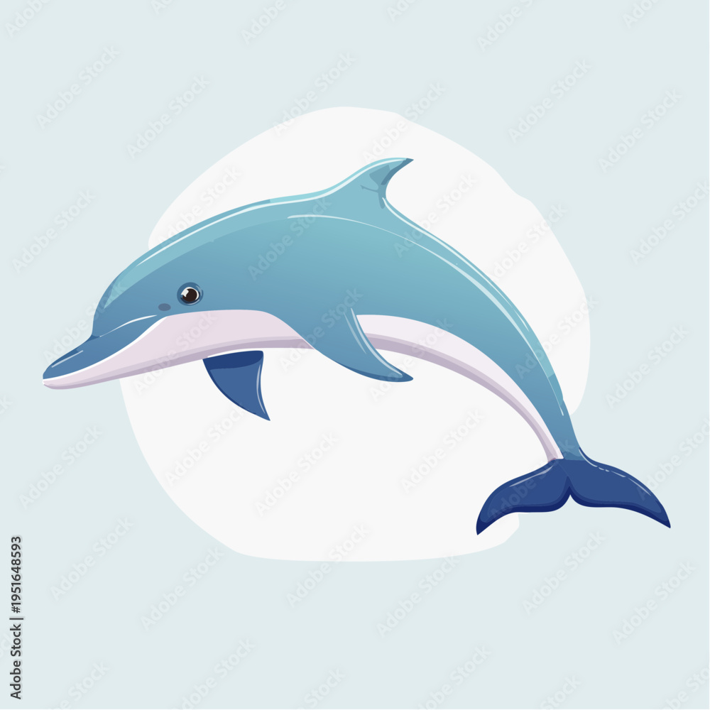 Obraz premium Dolphin swimming in a light blue background while playing in the water during daytime