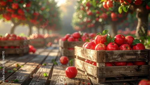Wallpaper Mural Fresh Apples in Wooden Crates Orchard. Torontodigital.ca
