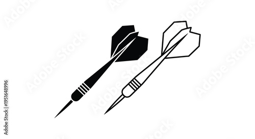 Two darts one black and one white are displayed in a striking minimalist graphic silhouette high quality professional detailed modern elegant