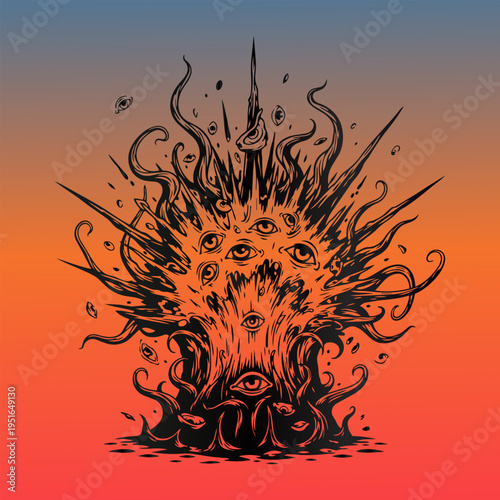Abstract All-Seeing Eye Burst Vector Illustration - Mystical Spirit Entity