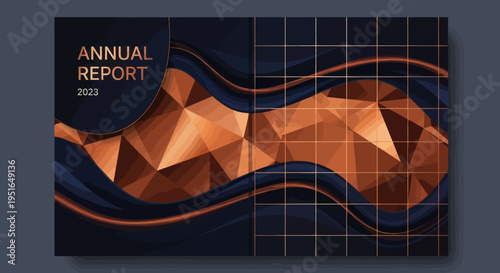 Abstract Geometric Shape Annual Report Cover Design.
