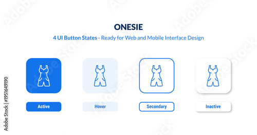 onesie UI button states set. Outline icon kit from fashion collection. Thin linear onesie, child, panties editable vector. Line vector onesie sign for web and mobile interface