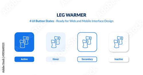leg warmer UI button states set. Outline icon kit from fashion collection. Thin linear leg warmer, leg, outfit editable vector. Line vector leg warmer sign for web and mobile interface