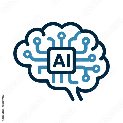 A stylized illustration of a brain with AI technology integrated