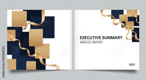Elegant Executive Summary Annual Report Cover Design with Gold Accents.