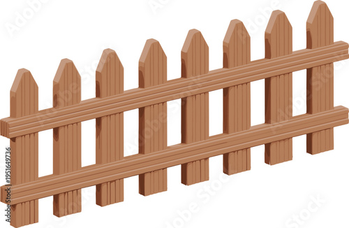 Wooden picket fence section with pointed tops and horizontal rails wooden fence garden fence