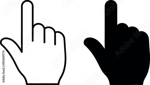Black and white hand cursor pointer