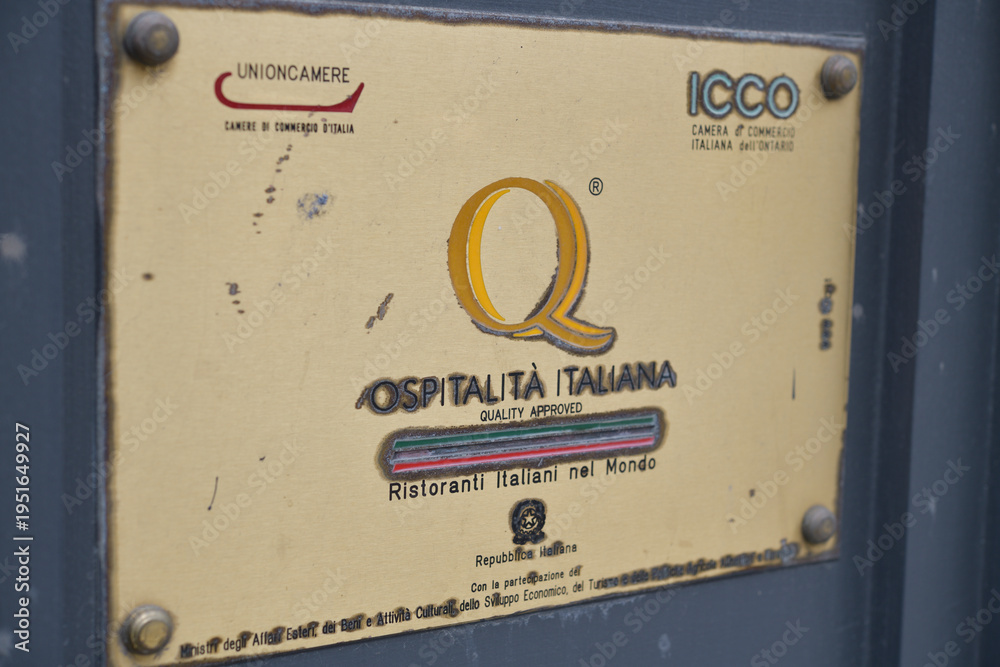 Fototapeta premium official certification issued by Marchio Ospitalità Italiana via ICCO Canada; a global quality standard for authentic Italian hospitality; distinguished by 