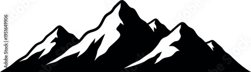 Black and white mountain range silhouette 1